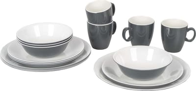 Bo-Camp - Servies - Two-tone - 16 Stuks - Grijs