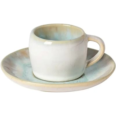 Costa Nova - Eivissa - espresso kop en schotel - sand beige - set van 6 - 4.8 cm hoog