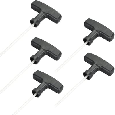 5 pièces Câbles de lanceur de tondeuse à gazon 125 cm Poignée blanche Lanceur à tirette avec poignées noires pour tondeuse à gazon