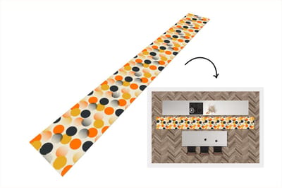 Keukenloper 400x50 cm - Keukenmat vinyl Polkadot - Design - Retro - Oranje - Keukenmatten loper - Keuken vloerkleed tapijt