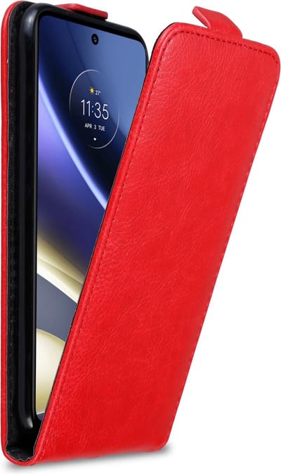 Cadorabo Hoesje geschikt voor Motorola MOTO G51 5G in APPEL ROOD - Beschermhoes in flip design Case Cover met magnetische sluiting