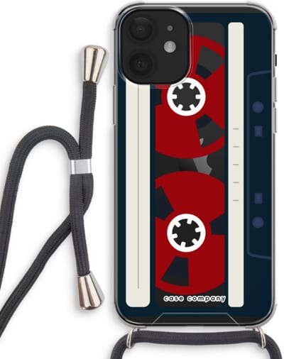 Case Company® - Hoesje met koord geschikt voor iPhone 12 mini hoesje met Koord - Here's your tape - Telefoonhoesje met Zwart Koord - Bescherming aan alle Kanten en Over de Schermrand