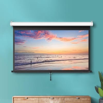 Projectiescherm Handmatig Uittrekbaar - Projectiescherm Muur Beamer - Thuisbioscoop Presentaties - Automatisch Vergrendelingsmechanisme - 60 Inch 4:3 - Wit