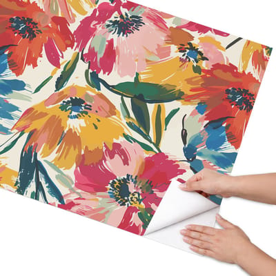 Coloray Meubel Wrap Folie - Geel Meubelfolie - 75x150 cm - Meubel Wrap Folie Kleurrijke caleidoscoop - Plakfolie Meubels - Schilderachtig Meubelfolie - Decoratiefolie Zelfklevend - Slaapkamer decoratie - Bloemen en planten