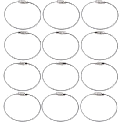 12 Pièces Porte-clés en Fil d'Acier Inoxydable Cordelette Porte-clés Boucle Multi-usages Boucle de Corde Boucle Argenté white