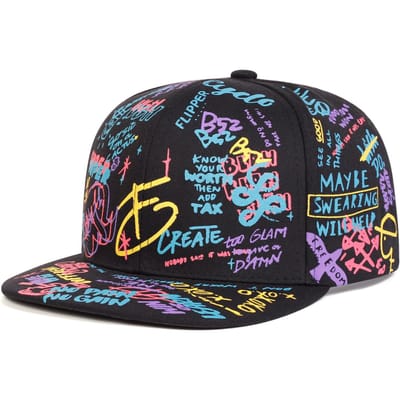 Unisex Kleurrijke Letter Graffiti Print Hip-hop Hoeden Lente Herfst Buiten Verstelbare Casual Baseballpetten Zonbescherming Hoed zwart