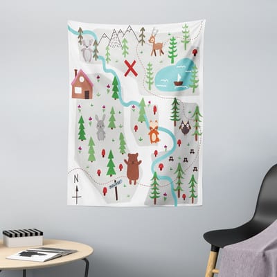 ABAKUHAUS Kleuterwandtapijt, Kinderdier in het bos, 110 x 150 cm, Meerkleurig