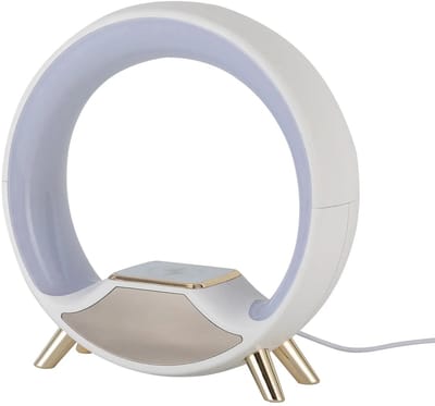 HOB Smart Wake Up Light - Digitale Wekker - Snel lader Telefoon - Bluetooth Speaker & FM Radio - Lichtwekker - Nachtlamp - Premium Design - Wit - LED Lamp