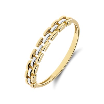Lucardi Dames 14 karaat geelgouden ring met panthere schakel - Ring - 14 Karaat Goud - Goud - 15.50 / 49 mm