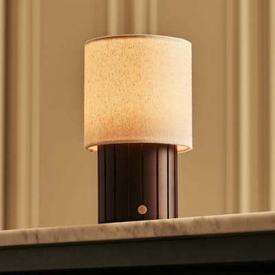 Tavellio Donnée Oplaadbare Tafellamp – H22 – Hout en Glas – Donkerbruin