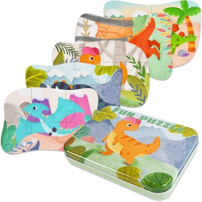 Houten Puzzel Set 5-in-1 voor Peuters 3-5 Jaar - Educatief Speelgoed met 4 t/m 12 Stukjes
