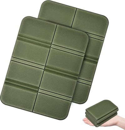 Zitkussen, outdoor, opvouwbaar, set van 2, weerbestendig en waterdicht, thermo-zitkussen, voor kinderen, licht en compact, voor wandelen, kamperen, stadion, picknick en tuin (Groen+Groen)