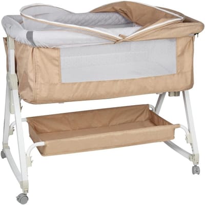 3-in-1 bijzetbed en reisbedje voor baby met verstelbare hoogte en matras