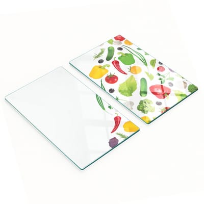 Decoratieve glazen snijplanken met groenteafbeeldingen, 2x30x52 cm