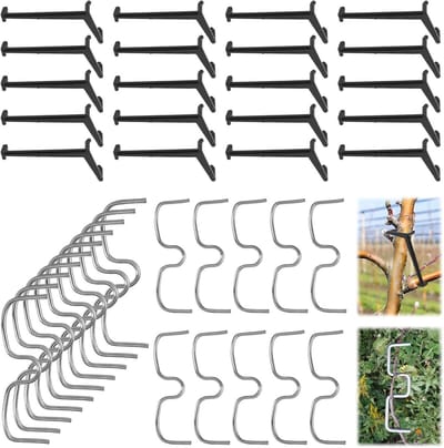 40 stuks takken spreiders voor fruitbomen, inclusief 20 plastic takclips en 20 M-vormige spreiders voor het optimaliseren van de groei en het onderhoud van fruitbomen