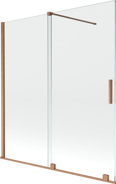 Mexen Velar badwand 2-delig schuifbaar 150 x 150 , transparant, geborsteld koper - 896-150-000-01-65