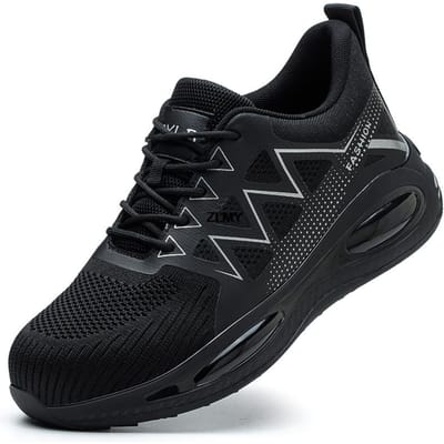 Nieuwe Heren Veiligheidsschoenen Stalen Neus Sneakers Puncturebestendige Werkveiligheidslaarzen Ademende Lichtgewicht Werkschoenen Man Luchtkussen 42 black