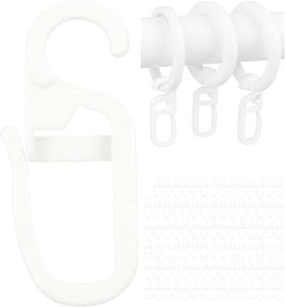 60 x Gordijnhaken, Geschikt voor gordijnringen met Ø 6mm, Ø 5mm en Ø 4mm oogjes, Bevestig aan roedes/palen - ShopVlot