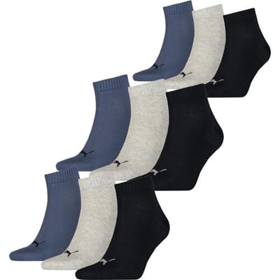 Puma Quarter Sokken Plain 9-pack Navy / Grey / Nightshadow Blue-35/38