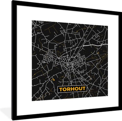 Fotolijst incl. Poster - Stadskaart - Gold - Plattegrond - Torhout - Kaart - 40x40 cm - Posterlijst