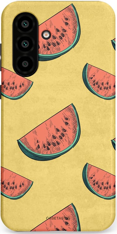 Casetastic Hoesje Geschikt voor Samsung A56 / A36 - Stijlvolle Beschermende Duo-layer Case - Retro Meloengeel