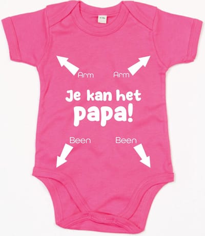 Rompertje Papa Je Kan Het-Fuchsia-0-3 Maanden