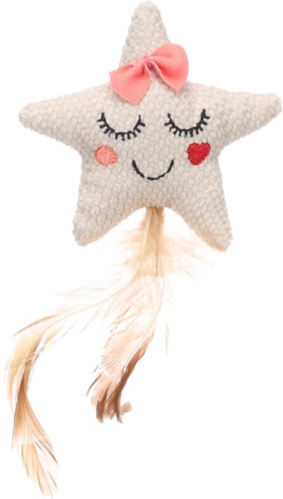 Flamingo - speelgoed voor de kat - sterretje met veertjes - textiel - kattenspeelgoed