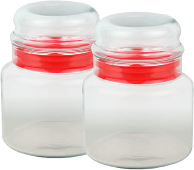 Set van 2 Prestige voorraadpotten - 635 ml kristallen glazen voorraadpot met smaakdop