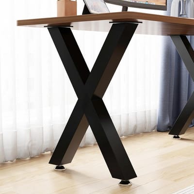 Metalen tafelpoten 40 cm X-vormig Zwart Zware set van 2