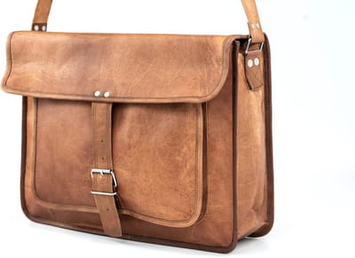 Aktetas OnceDoce® Urban Chique Schoudertas Echt Leer Tas ‘Lima’ 15 inch – A4 Formaat - 37x28x10 cm – Unisex - model nr 521