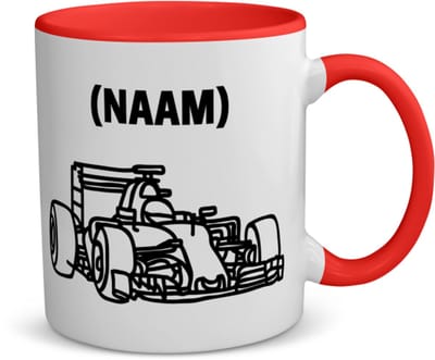 Akyol - formule 1 met eigen naam koffiemok - theemok - rood - Auto rijden - auto liefhebbers - autosport - 350 ML inhoud