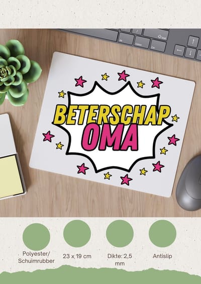Akyol - beterschap oma Muismat - Beterschap - een oma die ziek is of iets gebroken heeft - cadeau voor zieke oma - ziek - koorts - snel beter worden - cadeau - beterschap cadeau - kado - gift - geschenk - 23 bij 19 cm