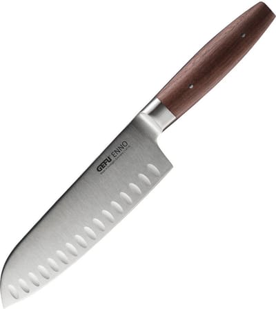 GEFU ENNO Santokumes 18 cm – Solinger Staal – Walnotenhouten Handgreep – Kullenslijping – Made in Germany