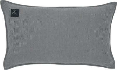 Warmpi Warmtekussen Chenille Grijs – 50x30 cm – Elektrisch Verwarmd Ergonomisch Kussen – Inclusief 10.000 mAh Powerbank – 2 Infrarood Warmtepanelen – 3 Warmtestanden tot +/- 60°C