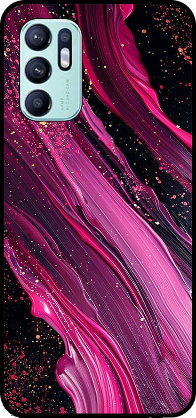 Smartphonica Telefoonhoesje Geschikt voor Oppo Reno6 4G met marmer opdruk - TPU backcover case marble design - Paars Roze geschikt voor Oppo Reno6 4G