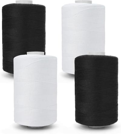 Naaimachine Garen - Polyester Hechtdraad - Machine Borduren - Scheurvast Materiaal - 4 x 1000m - Zwart