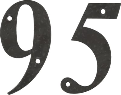 AMIG Huisnummer 95 - massief gesmeed staal - 10cm - incl. bijpassende schroeven - zwart