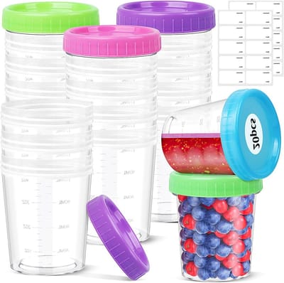Kleine Voedseldoos met Deksel en Labels - 20 Stuks van 120 ml - Herbruikbare Transparante Plastic Opbergdozen voor Fruit, Yoghurt en Koekjes