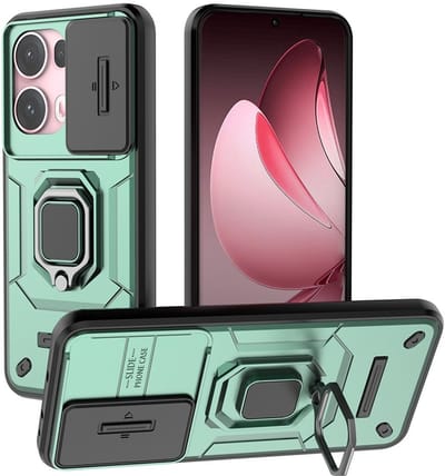 Coverup Hoesje - Geschikt voor OPPO Reno13 Pro 5G Hoesje - Coverup Ring Kickstand Back Cover met Camera Shield - Groen