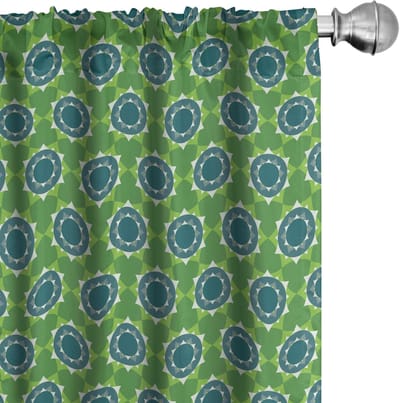 ABAKUHAUS Abstracte gordijnen – geometrische mandala – 2-delige set 75x175 cm – varen groen