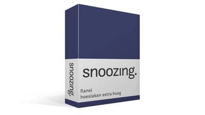 Snoozing - Flanel - Hoeslaken - Extra Hoog - Eenpersoons - 80/90x200 cm - Navy
