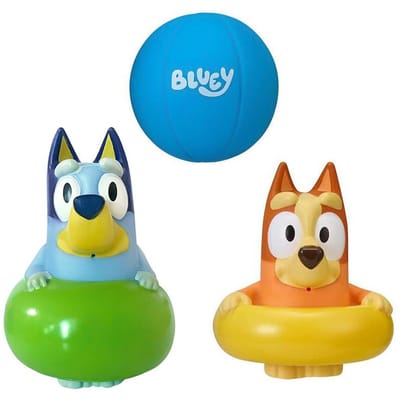 Bluey En Bingo Speelgoed 3 Stuks/Set Anime Cartoon Figuren Kinderen Baby Baden En Spelen Met Water Recreatie Spuit Speelgoed opp bag blue
