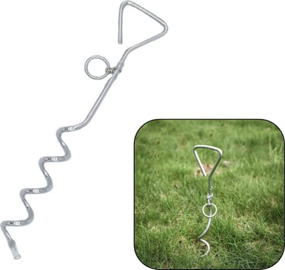 PD® - Aanlegspiraal - Vastlegspiraal - Camping Vastlegset - 16 CM - Zilver - Metaal - buitenactiviteiten voor huisdieren