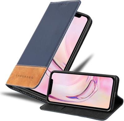 Cadorabo Hoesje geschikt voor Apple iPhone 13 in DONKERBLAUW BRUIN - Beschermhoes met magnetische sluiting, standfunctie en kaartvakje Book Case Cover Etui
