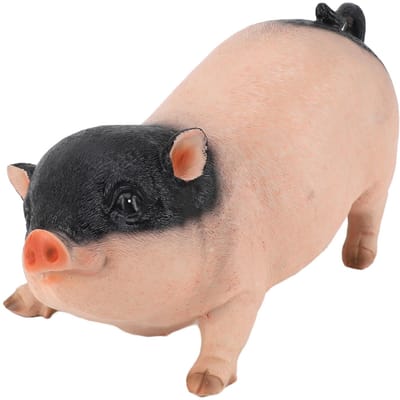 Statue de jardin en forme de cochon, 26 cm, exquise et réaliste, figurine en résine mignonne pour décoration intérieure et extérieure. black