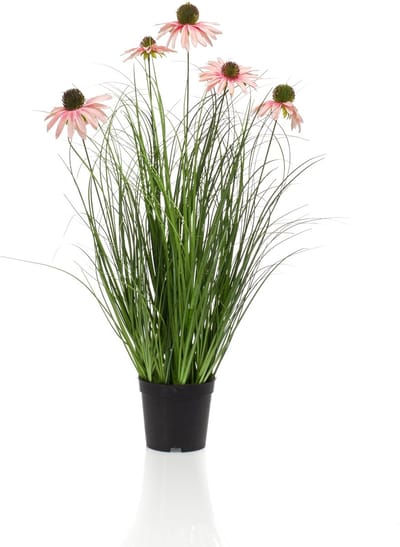 Emerald - Kunstplant Rudbeckia Gras in pot roze 60cm - Kunstplant voor binnen