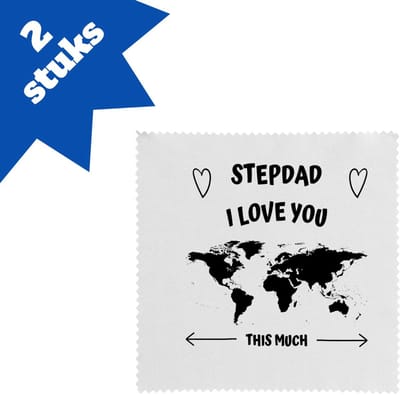 Akyol - stepdad i love you this much brillendoekjes - Vader - geweldige stiefvader - liefste stiefvader - verjaardag - cadeau - kado - bedankje - geschenk - 17,8 bij 17,8 cm - 2 stuks