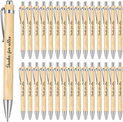 Allecto - Houten balpennen - Afscheidscadeau - Elegant design - Bedrukte balpen - Dank voor alles - Geschikt voor leraren en medewerkers
