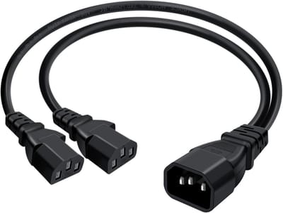 C14 naar 2 C13 Splitter 10A 250V Y Splitter Kabel voor Elektrische Apparaten en Apparatuur (0.5m)