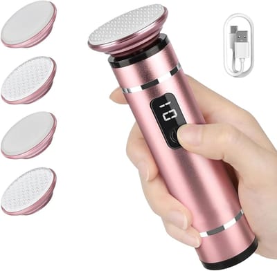 Draadloze Eeltverwijderaar met 4 Nano Glas Opzetstukken, Oplaadbare Pedicure Set voor Voetverzorging en Eeltverwijdering